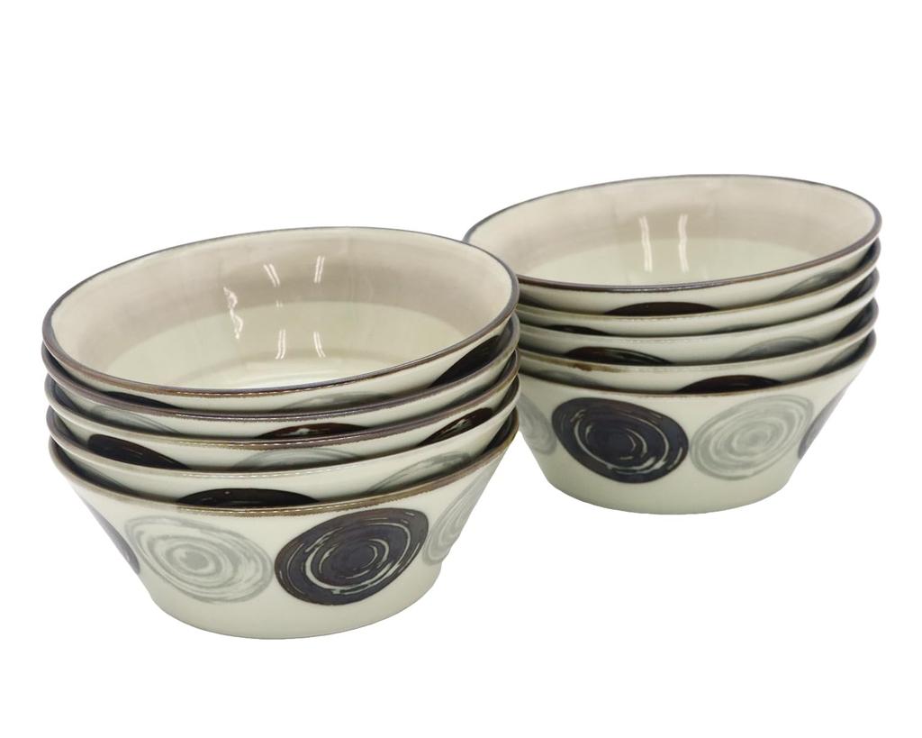 Castle Enterprises [10-Piece Set of 13.5cm Signal Salad Bowls] Mino Ware Monochrome Style: Casual and Makes Food Stand Out