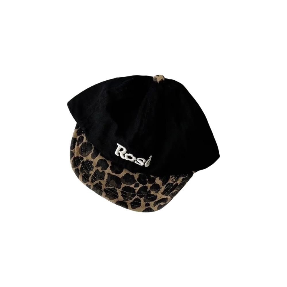 Embroidered Baby Baseball Cap Leopard Print Soft Visor Cap Cute Toddler Hat Boys чёрный