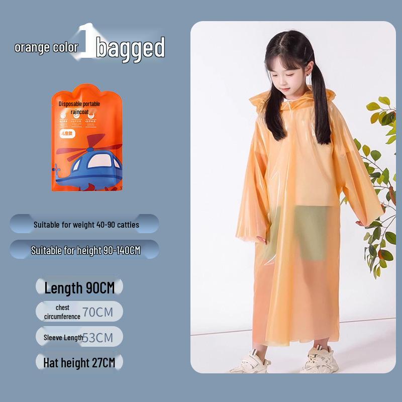 Children's Disposable Extended One-Piece EVA Raincoat with Backpack Cape