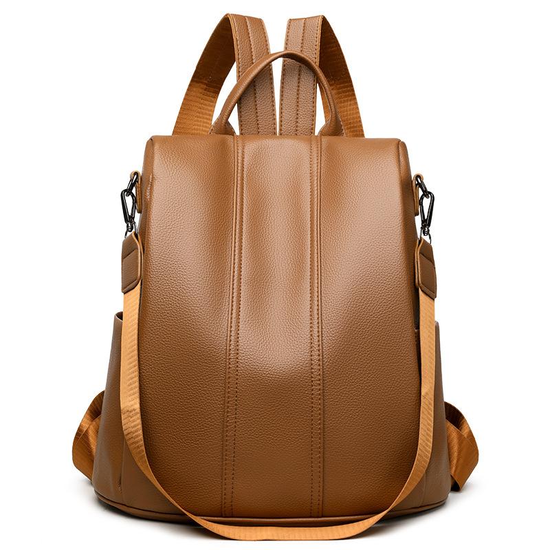 

Double Shoulder Bag, Single Shoulder Schoolbag, Large Travel Bag for Ladies, Soft Leather Backpack хакі
