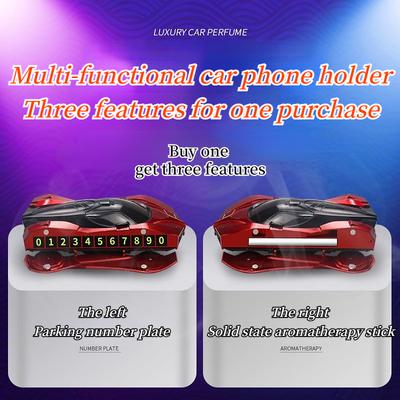 Auto Sportiva Aromaterapia Targa Numero di Parcheggio 3 in 1 Porta Telefono Ornamenti Rotanti Cruscotto Auto Modello Racing Girevole Deco