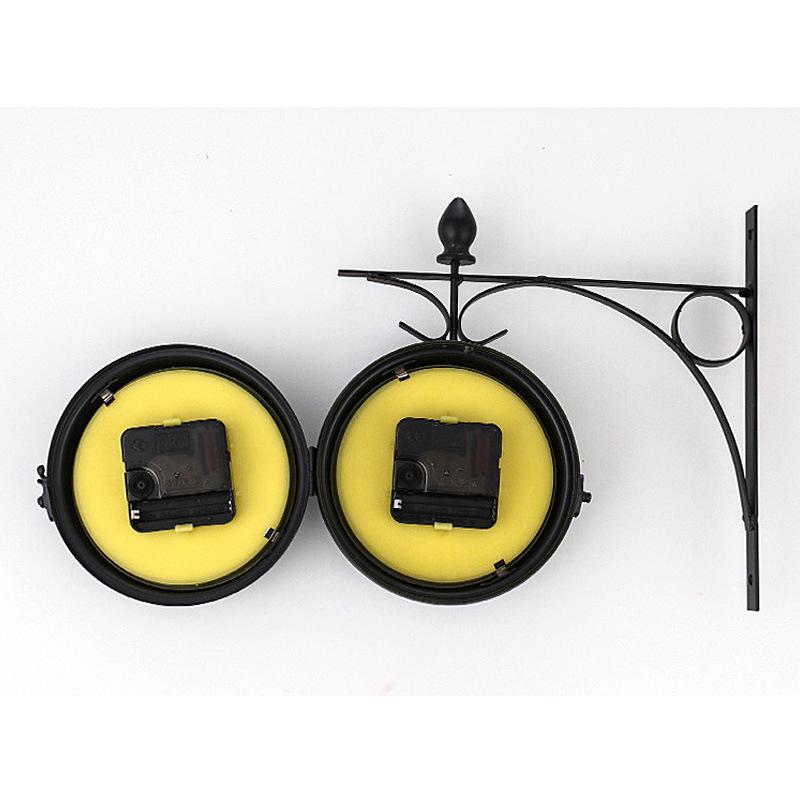 European Retro Double-Sided Wall Clock: Vintage Iron Art Design for Cross-Border Decor