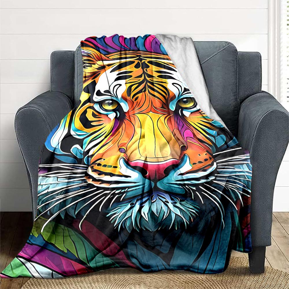 1PC Tiger Print Blanket, Throw For Sofa, Bed, Travel, Camping, Livingroom, And Bed, Printing Blanket With Soft And Warm Fabric yy250918165