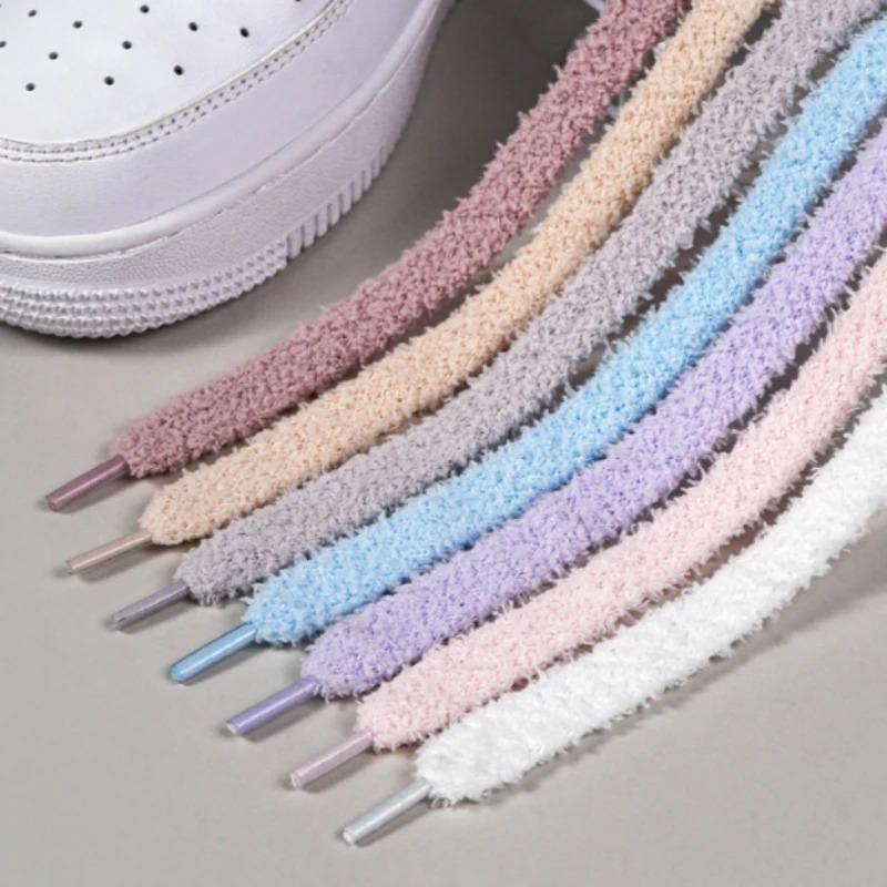 Fashion 1.3cm Wide Plush Shoelaces for Casual Shoes Sneakers Flat Shoes 80/100/120/140/160cm