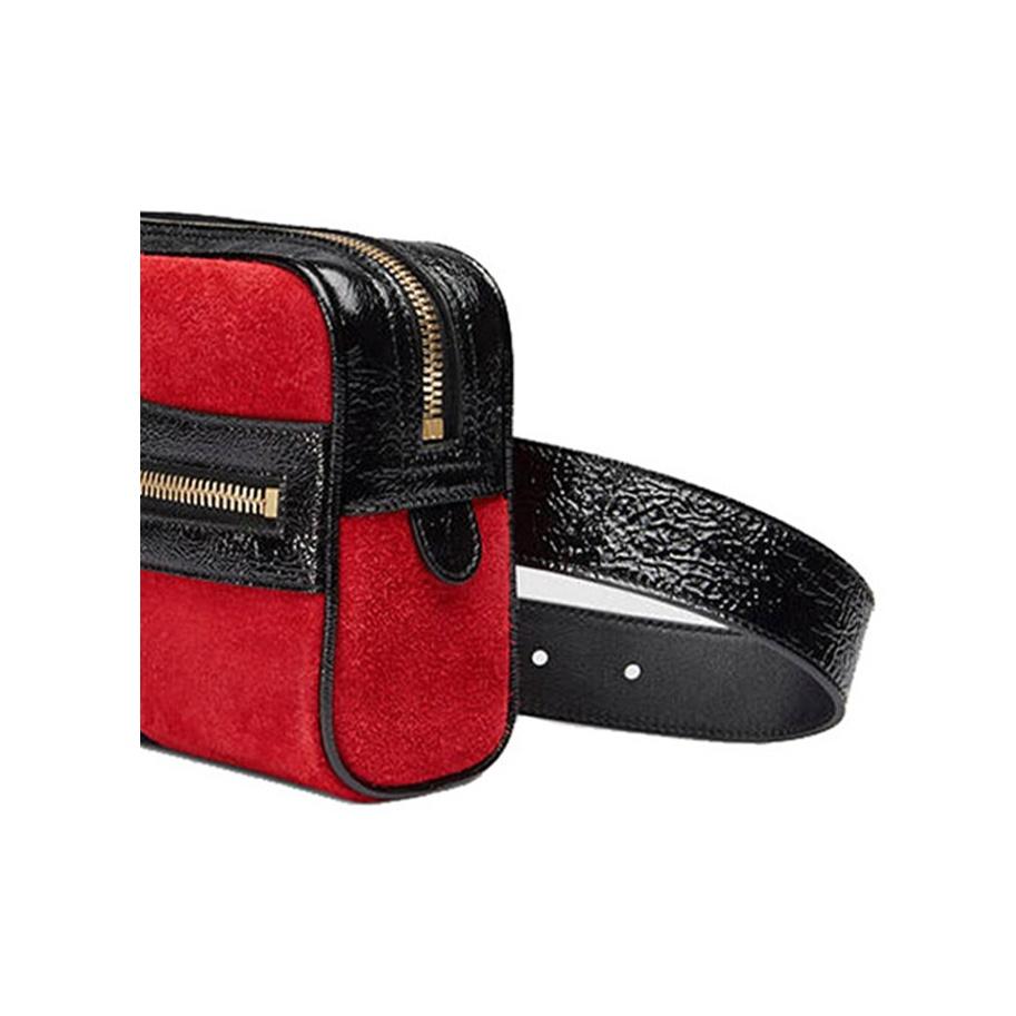 Gucci Ophidia Striped Web Patent Leather Trim Shoulder Crossbody Bag Unisex bags Red Black 517076-0KCDB-8670