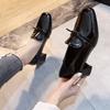 Versatile bow medium heel Internet celebrity soft sole professional single shoes women's shoes 2025 spring and summer new thick heel high heels women'