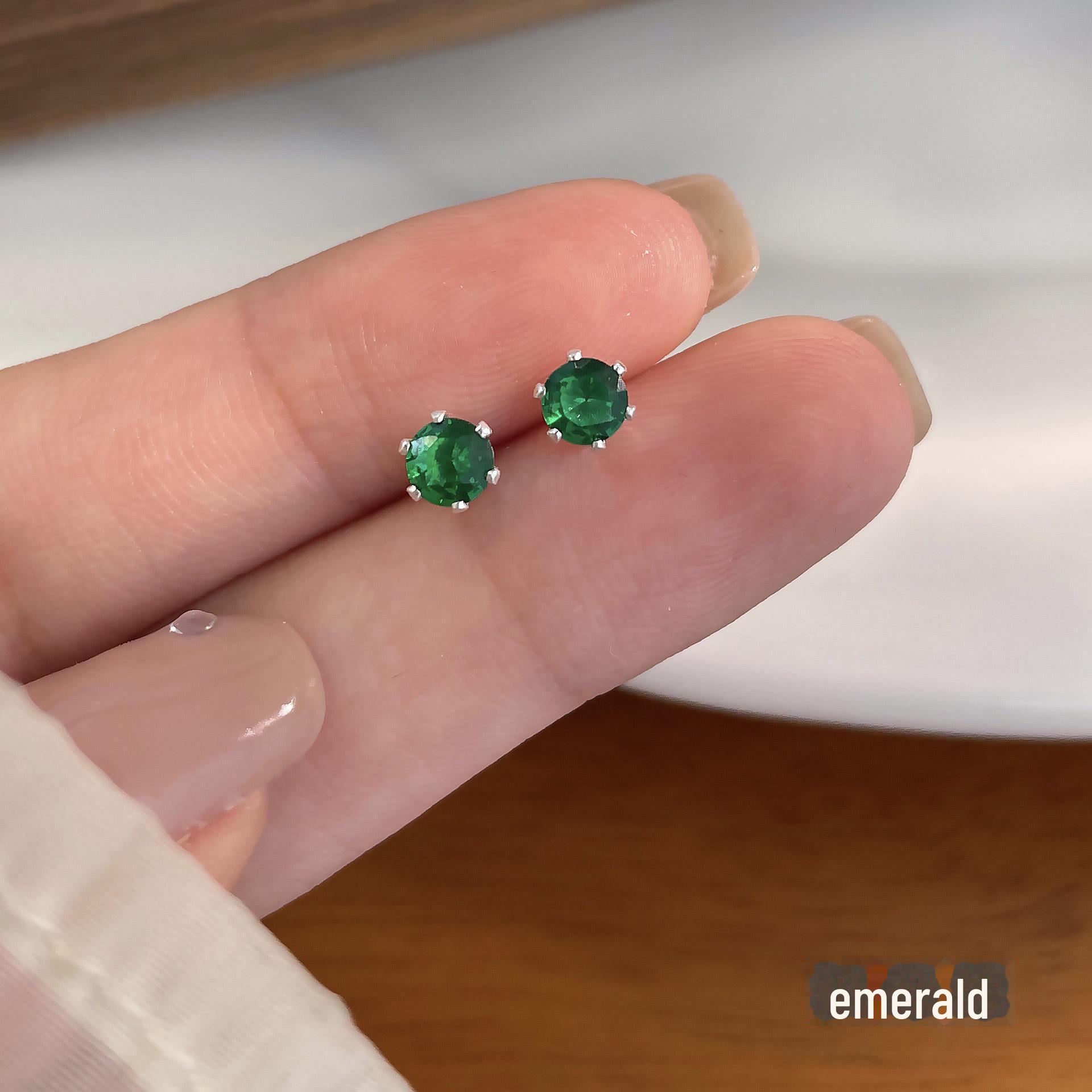 

Изысканные 4-миллиметровые серьги из цветного циркония для женщин с серебряными штифтами, персонализированные гвоздики-косточки для ушей, серьги без хуацзы.