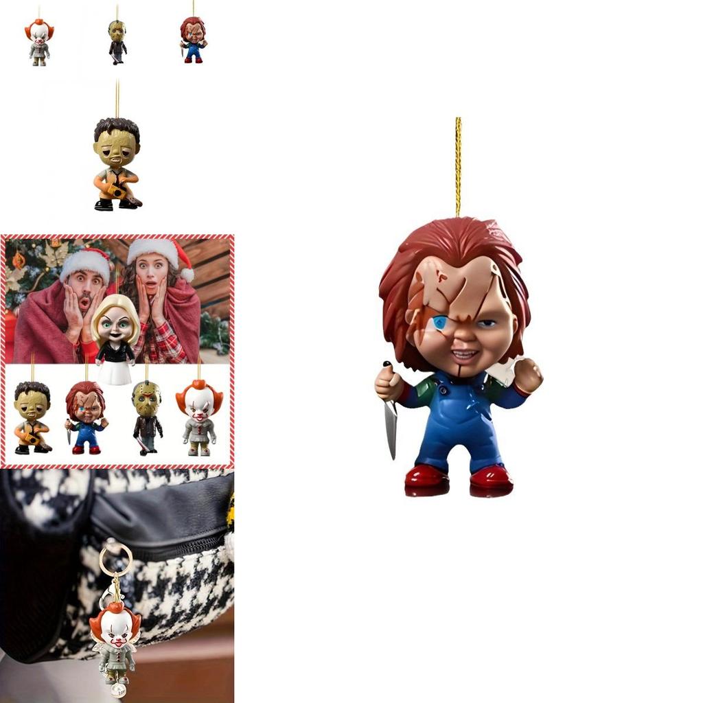 Halloween Scary Movie Character Acrylic Flat Hanging Party Decoration For Cars