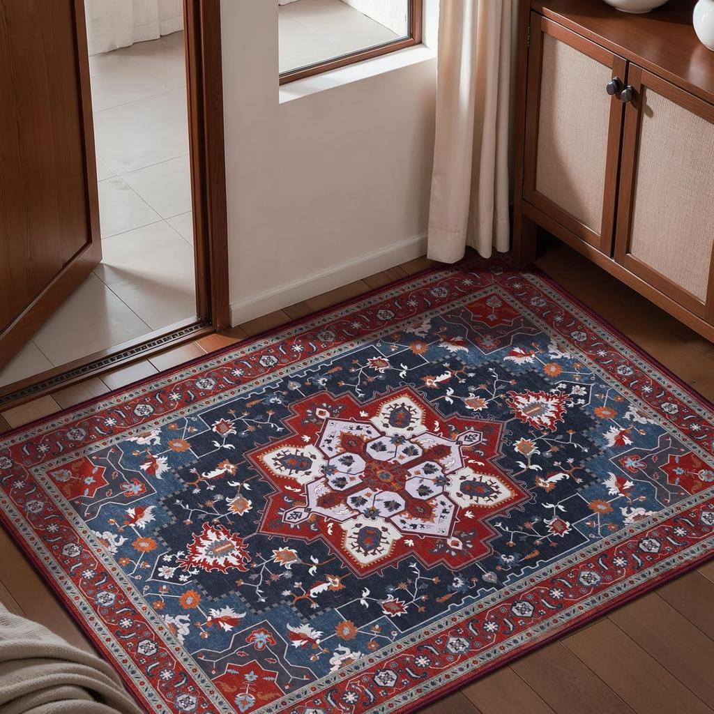 Vintage Persian Style Doormat Soft Non-Slip Mat Indoor Outdoor Decor Entryway Rug Floral Geometric Pattern Welcome Carpet