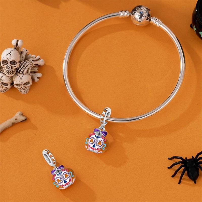 Copper Luminous Halloween Charms Pumpkin Pendant Jewellery Fit Original Bracelet Necklace For Women Diy Gift