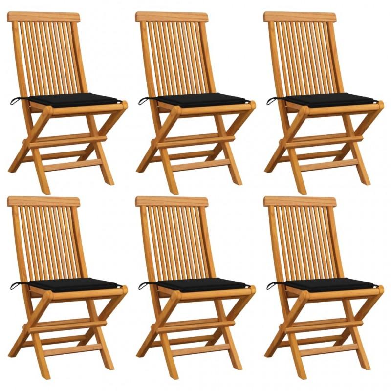 Day and Night - Day and Night Garden Chairs 6 Units with Black Teak Wood Cushions