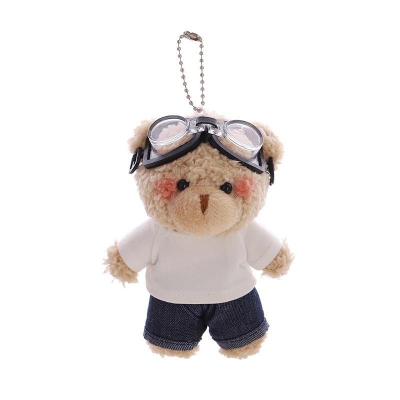 

Pilot Lovely Bear Sturdy Plush Keychain Charm With Goggles Soft Comfortable Materials Accessory for All Ages Use 1 хаки