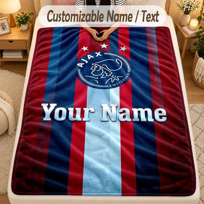 Flannel BlanketAjax Amsterdam Custom Name Text Personalized Soft Warm Throw Blanket Home Decor Gift