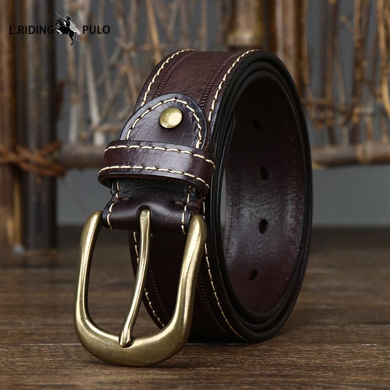 Handmade Vintage Distressed Frosted Leather Pin Buckle Men's Cowhide Belt Men's Casual Belt