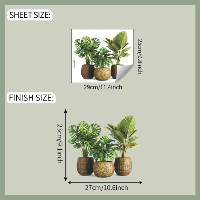 

Static Window Clings Green Potted Plants Double Sided Anti Collision Decals for Glass Door Mirror Home Store Party Spring Decor
