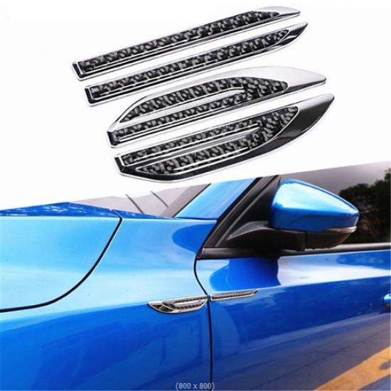 Car Door Side Wing Fender Trim Cover Carbon Fiber Color Dagger Emblem Decals