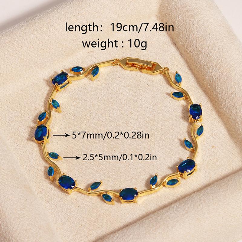 Colorful Leaf Cubic Zirconia Cz Crystal Bridal Bridesmaid Wedding Jewelry Bracelets Gift For Women Mom On Wedding Day