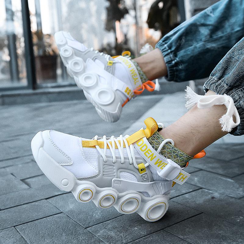 

Ботильйони на колесах Осіннє повсякденне взуття Чоловіче повсякденне взуття Модні кросівки Чоловічі чоботи Високе взуття для відпочинку на шнурівці 39 білий