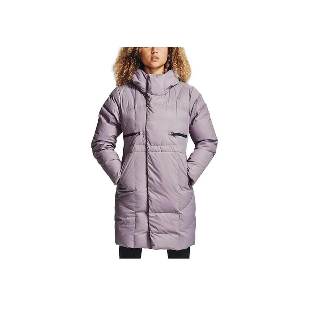 Under Armour Training Sports Solid Color Hooded Mid-Length Down Jacket Women Outerwear Light-Purple 1342791-585