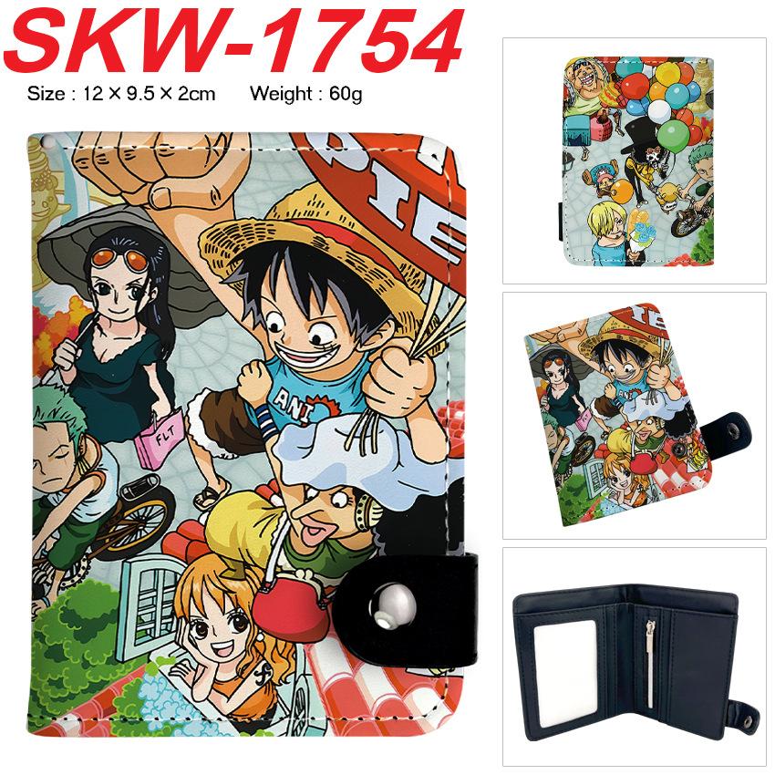 One Piece Anime Druckknopf Geldbörse Vertikaler Kartenhalter Münzbörse für Schüler Männer Frauen