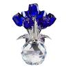 Faux Crystal Rose Flower Ornament Handmade Bouquet Figurine Mini Flower Vase Decoration Wife Girlfriend Women Wedding Anniversary Birthday Gift