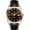 Чоловічий годинник Tissot Gentleman Automatic Powermatic 80 зі силіконовим шкіряним ремінцем, чорний циферблат