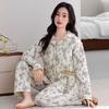 Air Cotton Pajamas Women's Spring and Autumn Thickened Pure Cotton Long-sleeved Women's Autumn and Winter Interlayer Thin Padded Loungewear