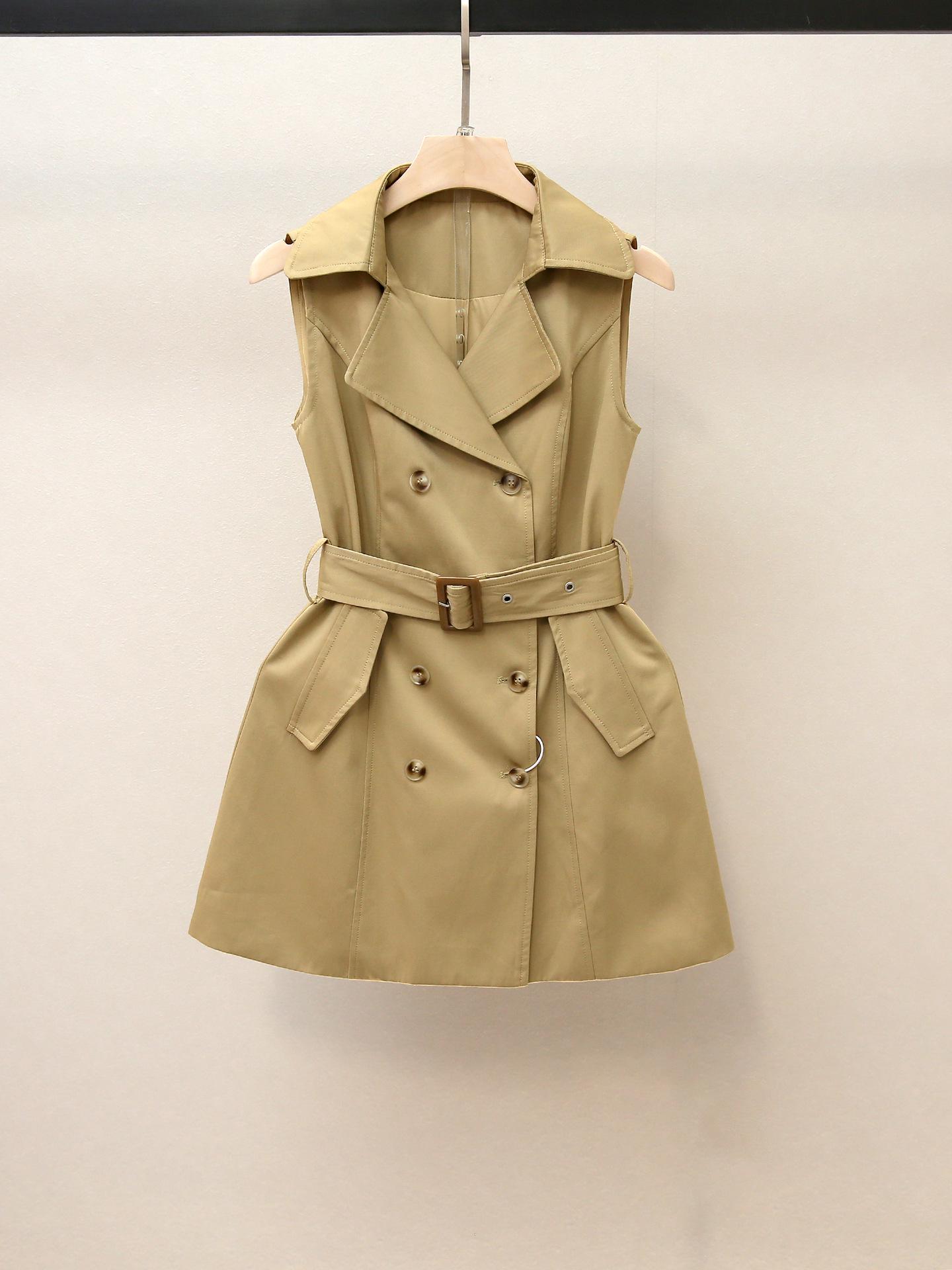 

Elegant Autumn Women s Double-Breasted Sleeveless Suit Dress Large