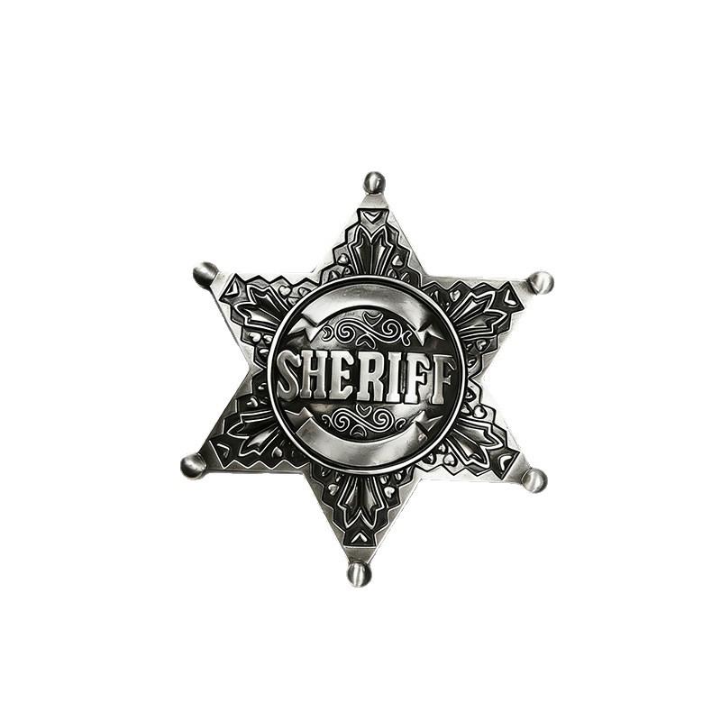 Vintage Zeshoekige Metalen Sheriff Badge Broche
