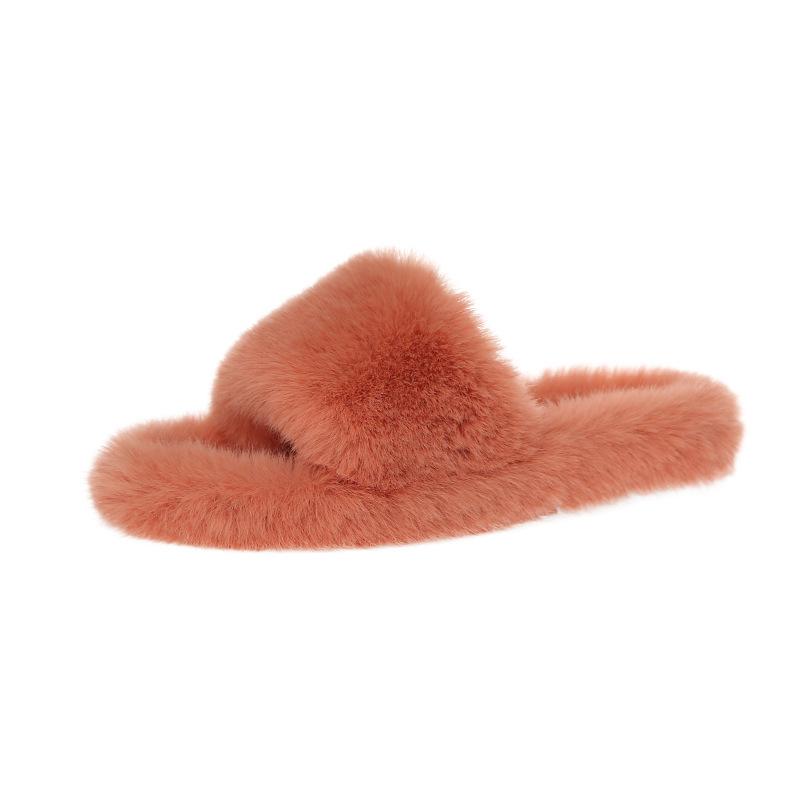 Welfare payment~ Mao Mao slippers women wear autumn and winter 2024 new home Korean version indoor plush one-word cotton slippers
