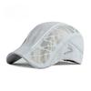 Men's Summer Quick Dry Mesh Flat Cap Breathable Outdoor Sports Sun Hat Reflective Forward Cap Newsboy Cap Casual Peaked Hat Thin Beret