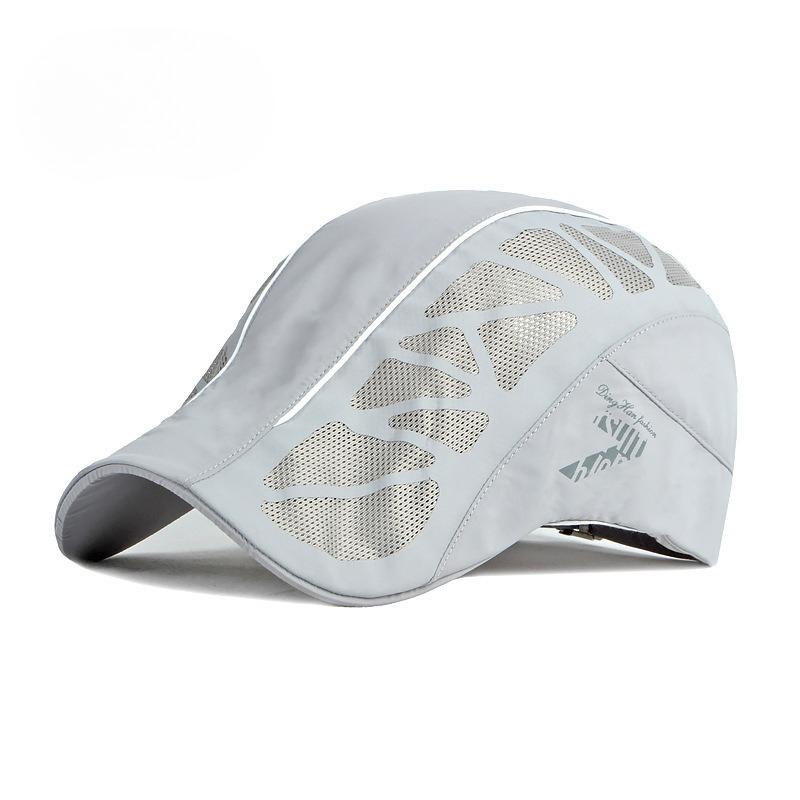 Men's Summer Quick Dry Mesh Flat Cap Breathable Outdoor Sports Sun Hat Reflective Forward Cap Newsboy Cap Casual Peaked Hat Thin Beret