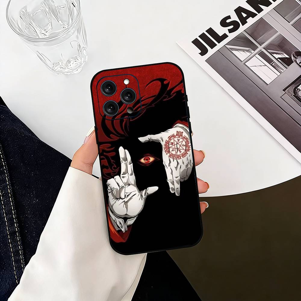 A-Alucard H-Hellsing Аниме Чехол для телефона для iPhone 17, 16, 15, 14, 13, 12, 11 Plus, Pro Max, Другие Мягкий черный чехол iPhone12