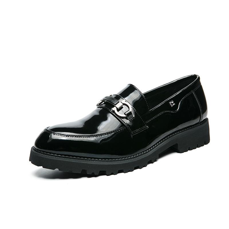 Leather shoes Men's British hairstylist shoes Korean version trendy casual inner height increase glossy patent leather versatile small leather shoes