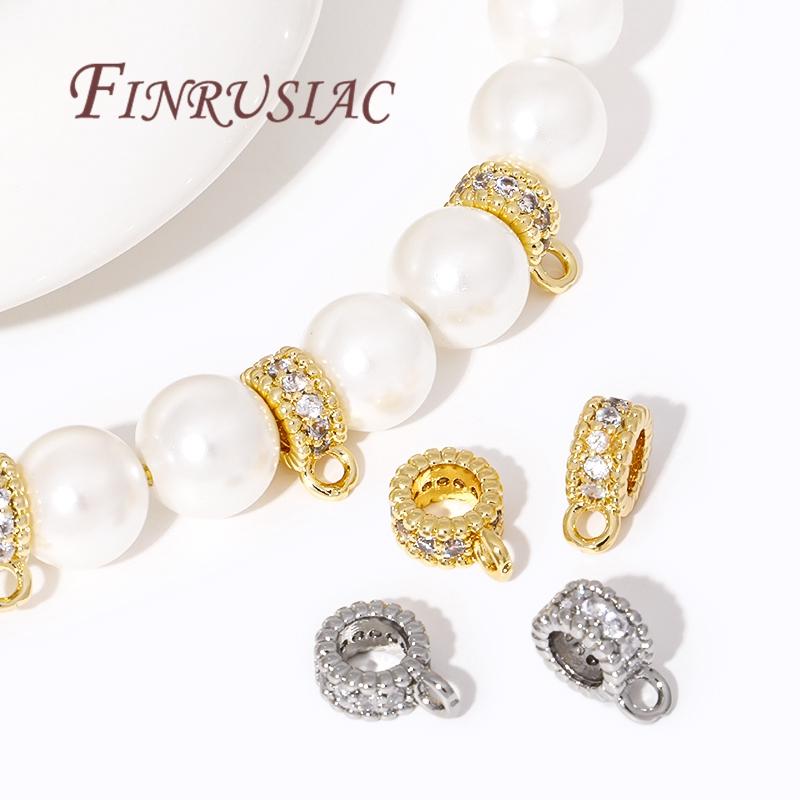 18K Gold Plated Brass with Zircon Pendants Bail With Closed Ring,Bale For Pendant Accessories For Jewelry,DIY Bracelets Findings
