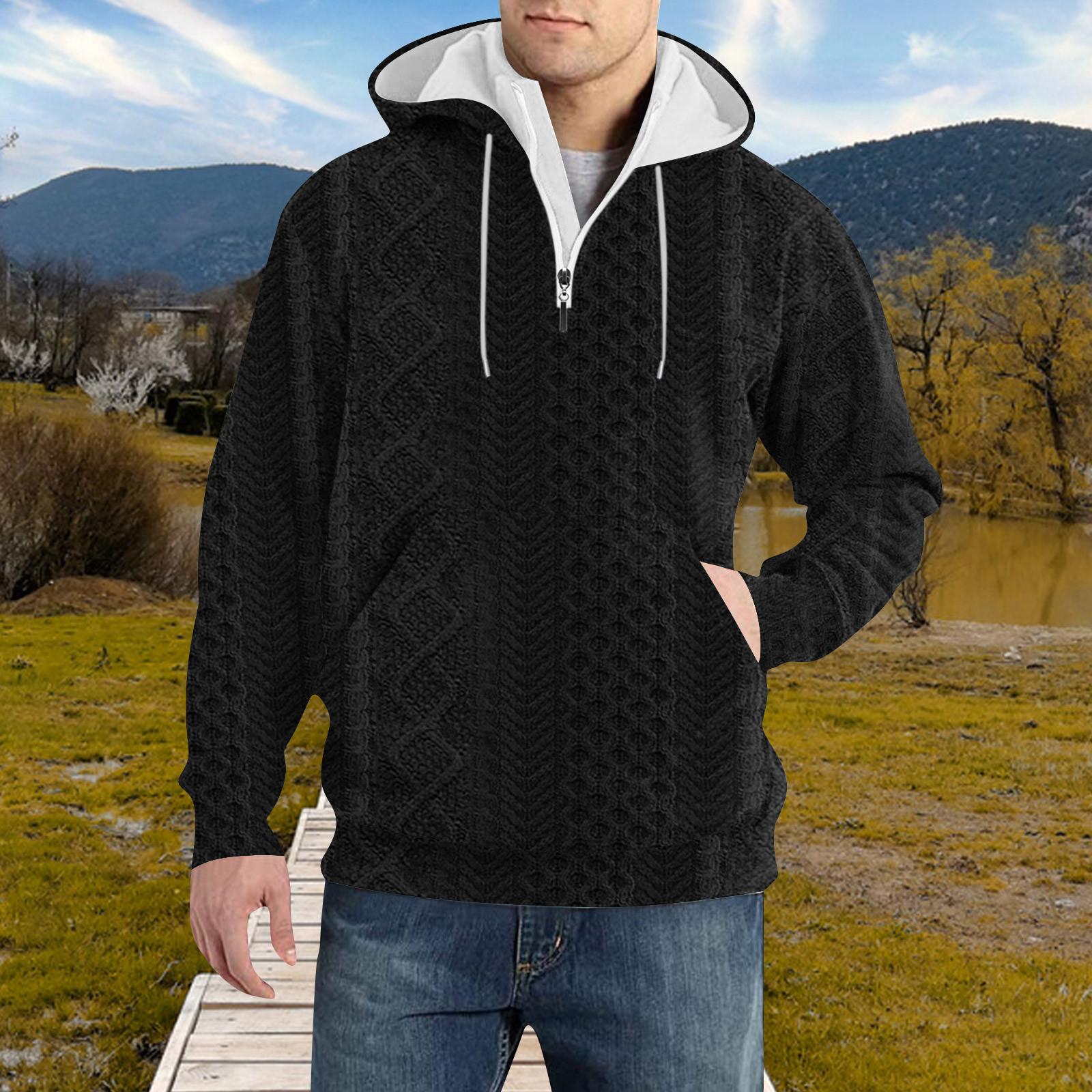 

Весенне-осенняя мужская толстовка с воротником-стойкой на открытом воздухе, повседневные свитера, топы L чёрный