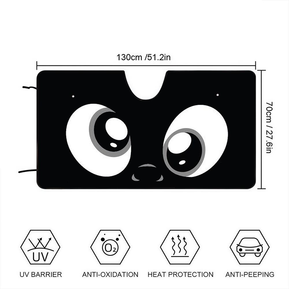 Black Funny E-expressionS Cartoon Car SunShade Personalized Windshield Anti-UV Window Windscreen Cover Shade Auto Visor