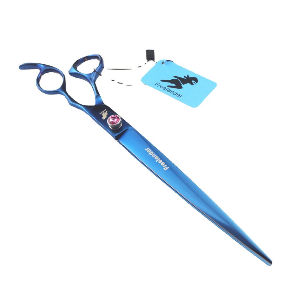 440C 10-Inch Pet Scissors, Blue, Hand-Shaped, Straight Scissors, Pet Grooming Scissors, Foreign Trade Goods
