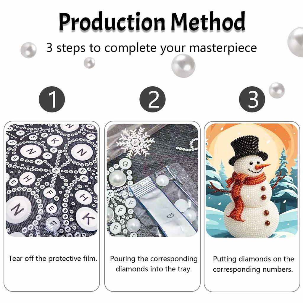 Christmas Snowman Pearl Painting Art Painting Kit Handmade Diy Home Decoration Painting
