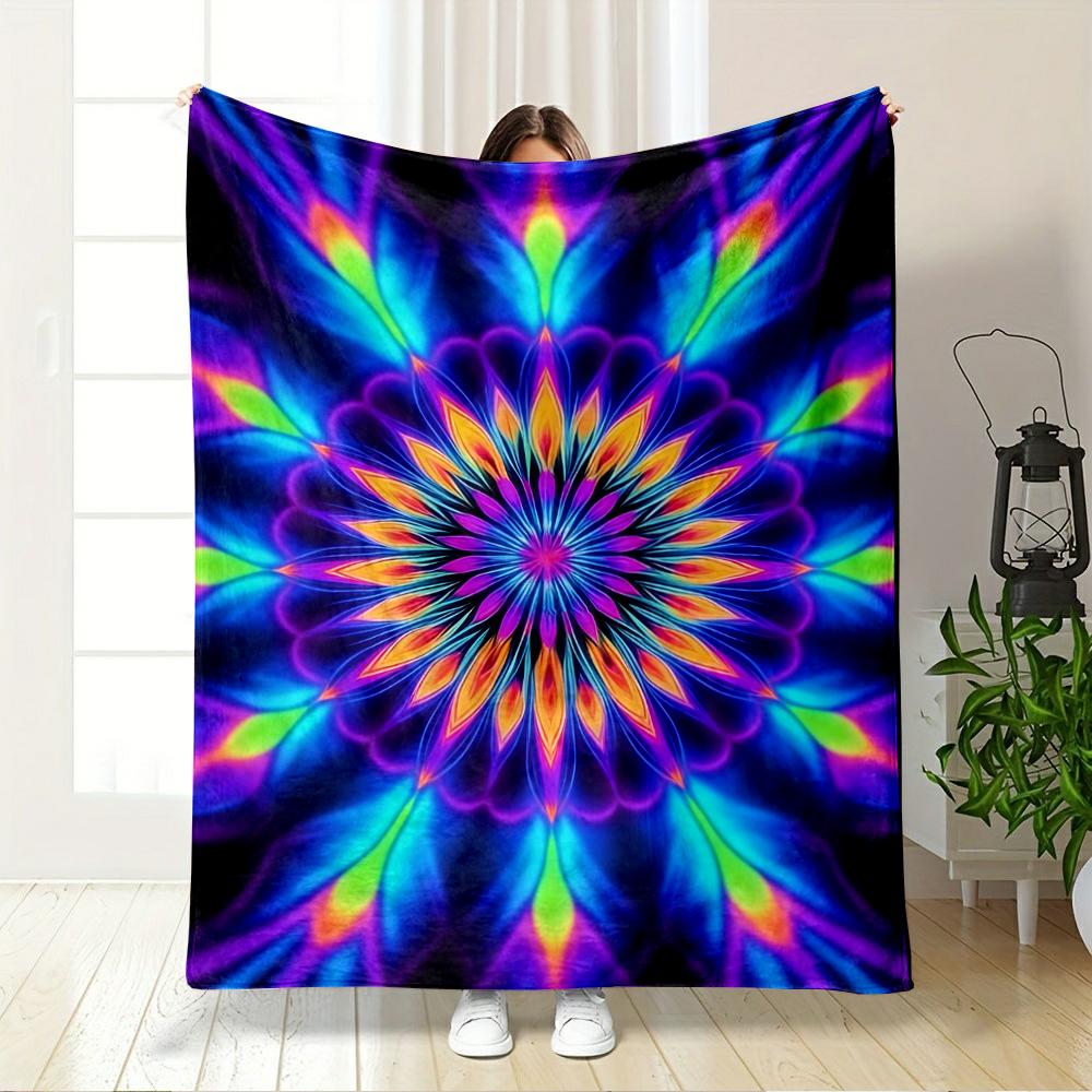 Colorful Mandala Pattern Blanket Design Flannel blanket for bedroom, living room, sofa, and nap sofas.