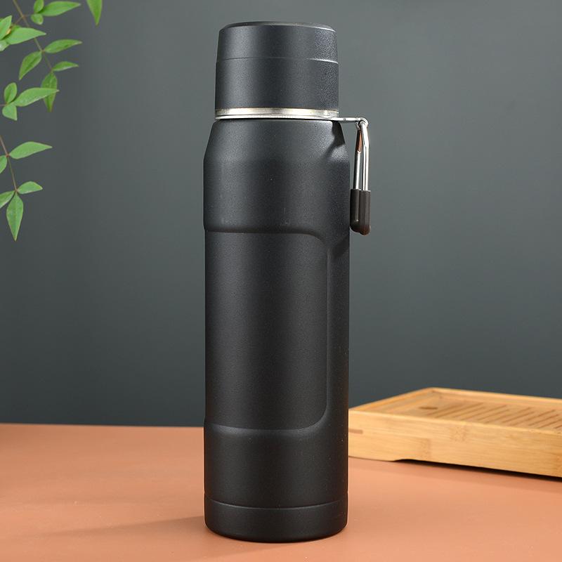 Large Double Wall Thermos 1 Litre Stainless Steel Travel Type Vacuum Water Flask 1000ml Water Bottle 1.0 L чёрный