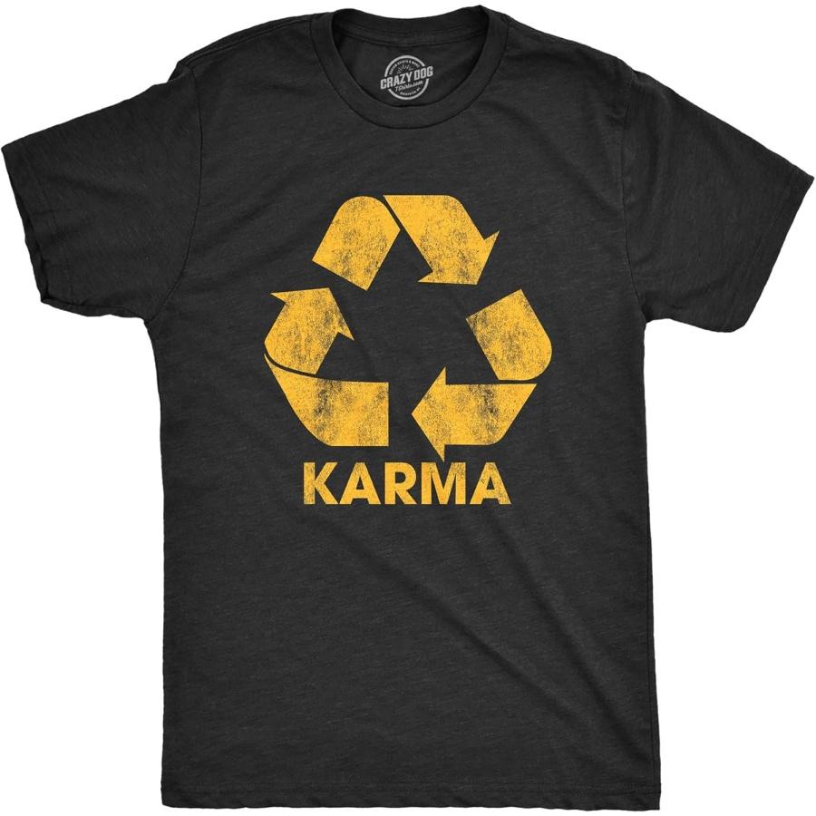 Mens Karma Recycler T Shirt Funny Motivational Positivity Universe Graphic Novelty Tee XXXXXL разноцветный