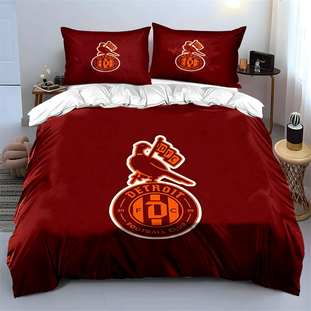 Detroit Football Club Logo Bedding Duvet Cover Set Duvet Cover Pillowcases (1*Duvet Cover 2*Pillowcases, Without Duvet Insert)