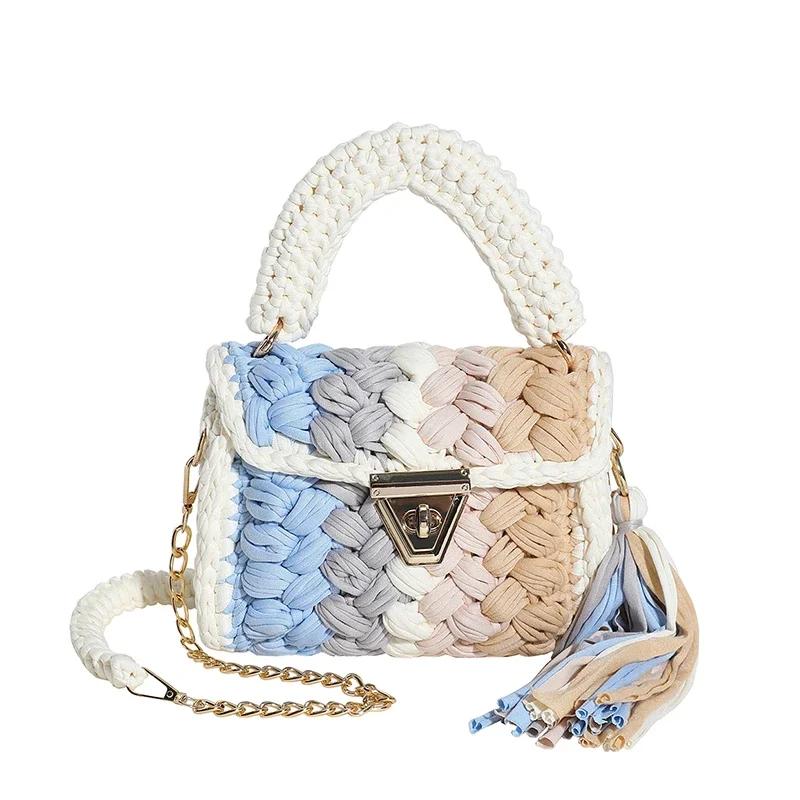 Women Handbag Woven Bags Knitted Shoulder Bag Chunky Knit Bags Crochet Top Handle Bag Lady Shopper Gifts