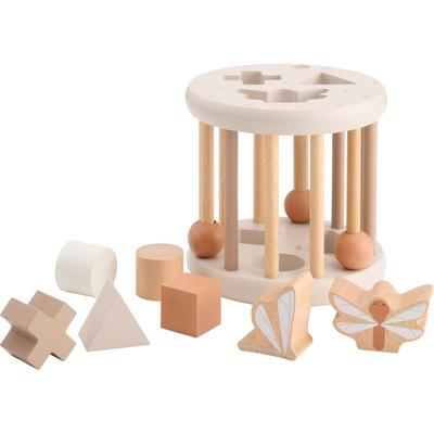 Etiqueta Etiqueta Forma Roda de Classificação Brinquedo Educacional Molde Quebra-cabeça Brinquedo de Madeira Bebê 1º Aniversário Presente Meninos Meninas Brinquedo de Madeira (Café com leite)