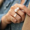 Stylish Fashion Party Lady Double Faux Pearl Open Ring Finger Jewelry Accessories Valentine Day Gift