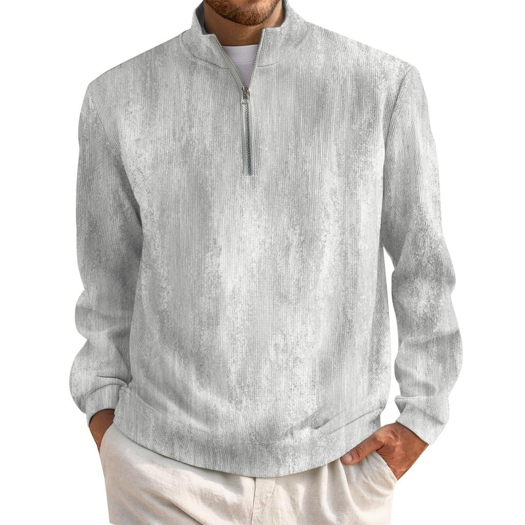 Men's Short Zip Pullover Turtleneck Long Sleeve Top