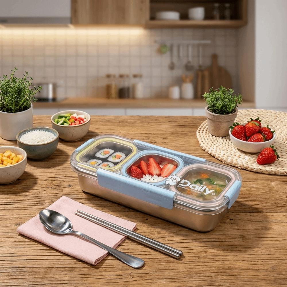 BPA Free Divides Food Container Microwaveable Thermal Insulation Lunch Box  Camping