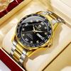 Binbang Men's Green Submariner Quartz Watch, Double Calendar, Steel Band, Business Waterproof.