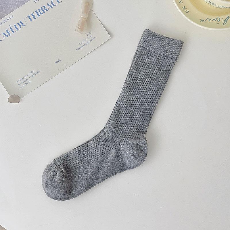 

Женские летние серые носки средней длины без косточек в балетном стиле для длины до икры и небольших кожаных туфель One Size темно-серого